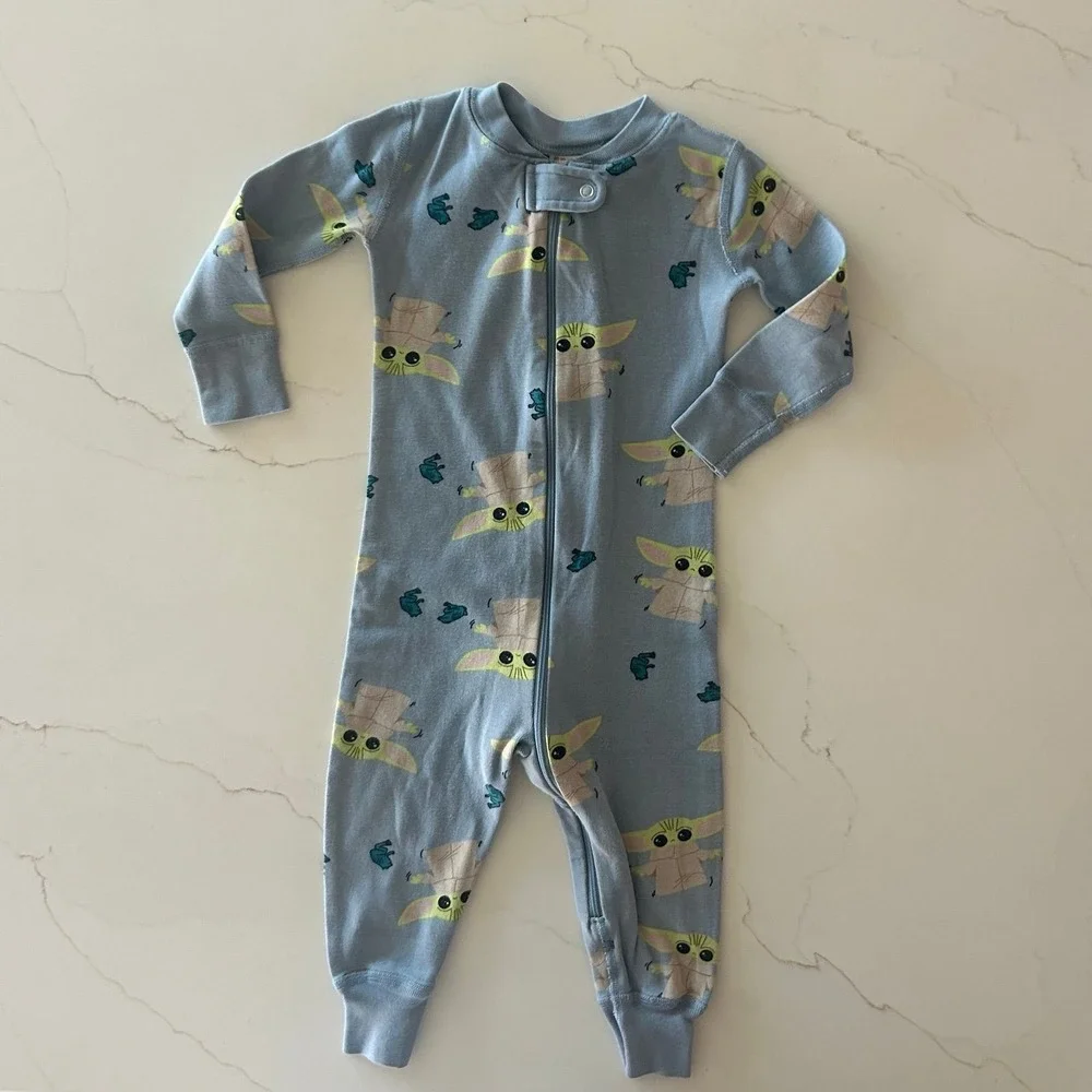 Hanna Andersson Baby Yoda Light Blue Sleeper Zippy 18-24 Months